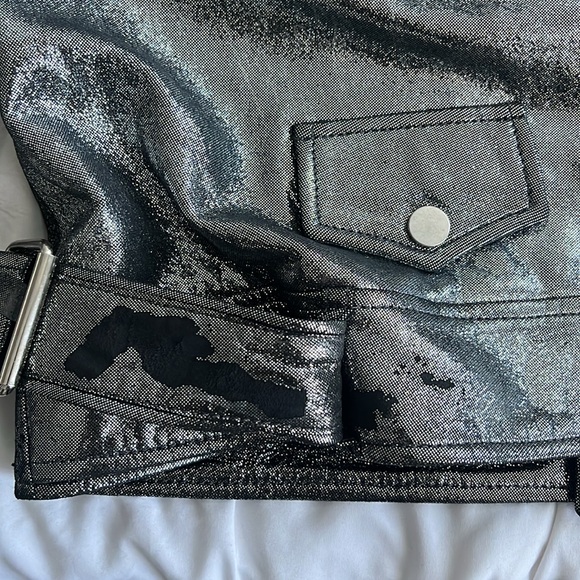 REBECCA MINKOFF Cropped Jett Moto Jacket - Silver - Picture 8 of 13